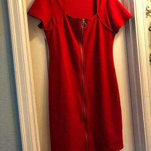 Nanette Lepore Zipper Front Red Dress Sz10
